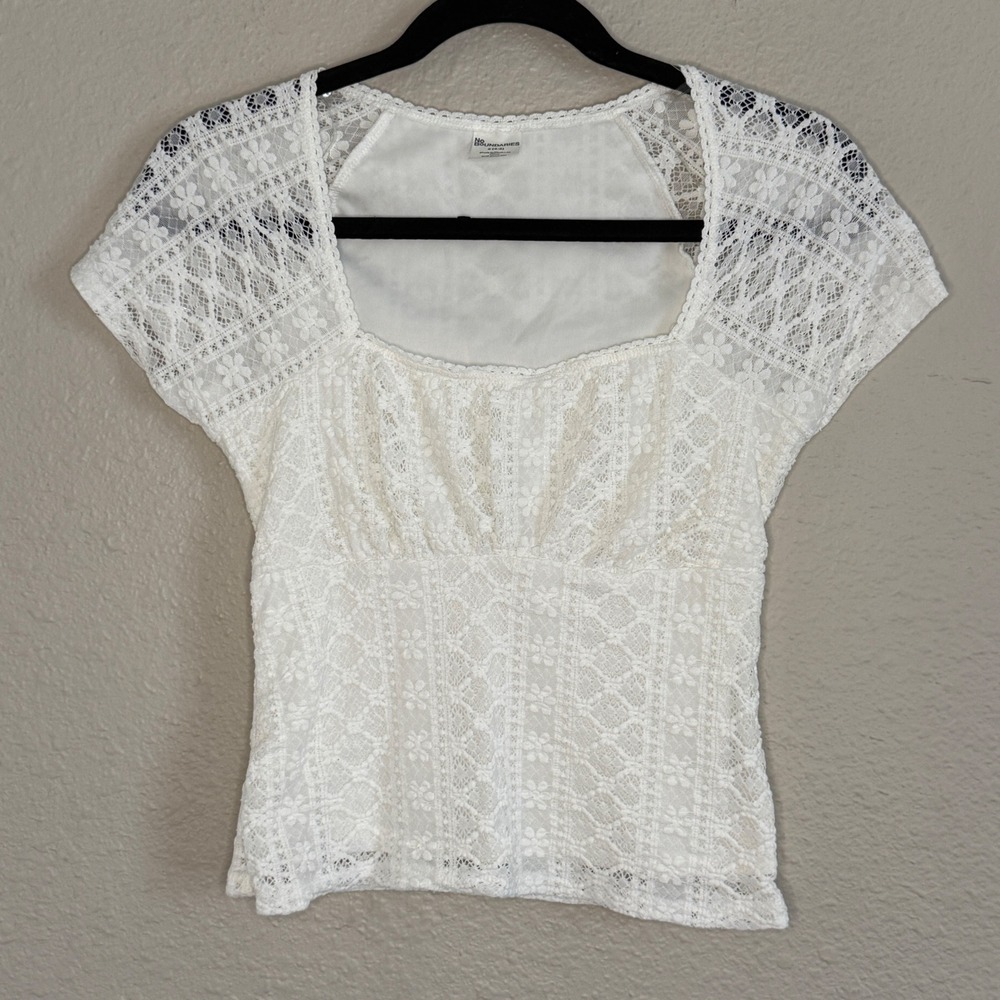 Coquette Milkmaid Babydoll White Lace Top Women Small Dainty Cottage Boho Dainty